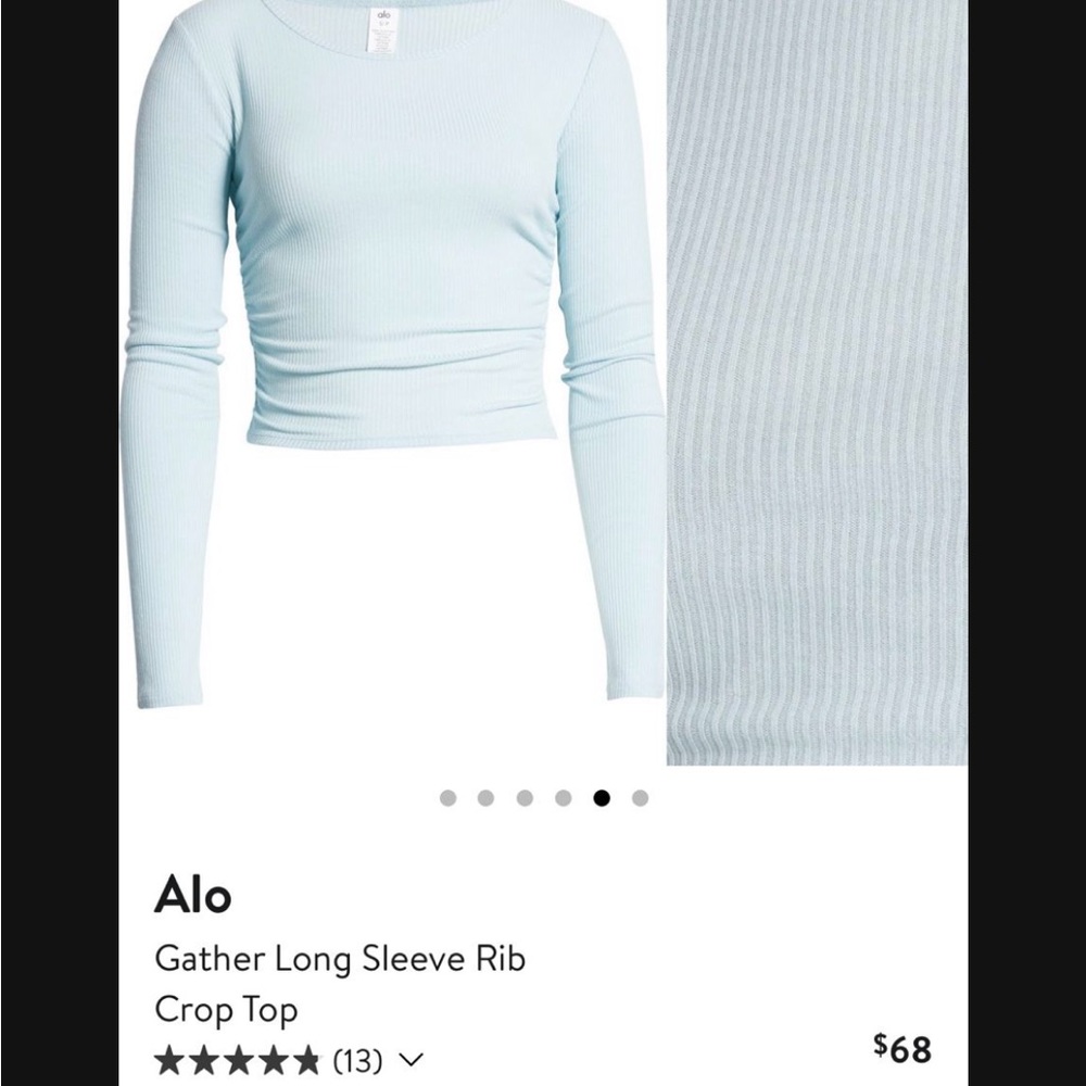 Alo Yoga Gather Long Sleeve Rib Crop Top - Picture 3 of 3